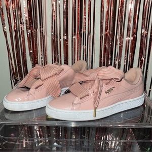Puma Pink Basket Bow Lace Up Sneakers Size 6